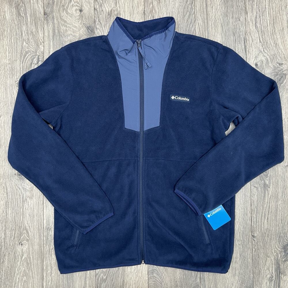 Columbia Full Zip Fleece Jacket Sz Small Mens Navy Blue Sequoia Grove $65
